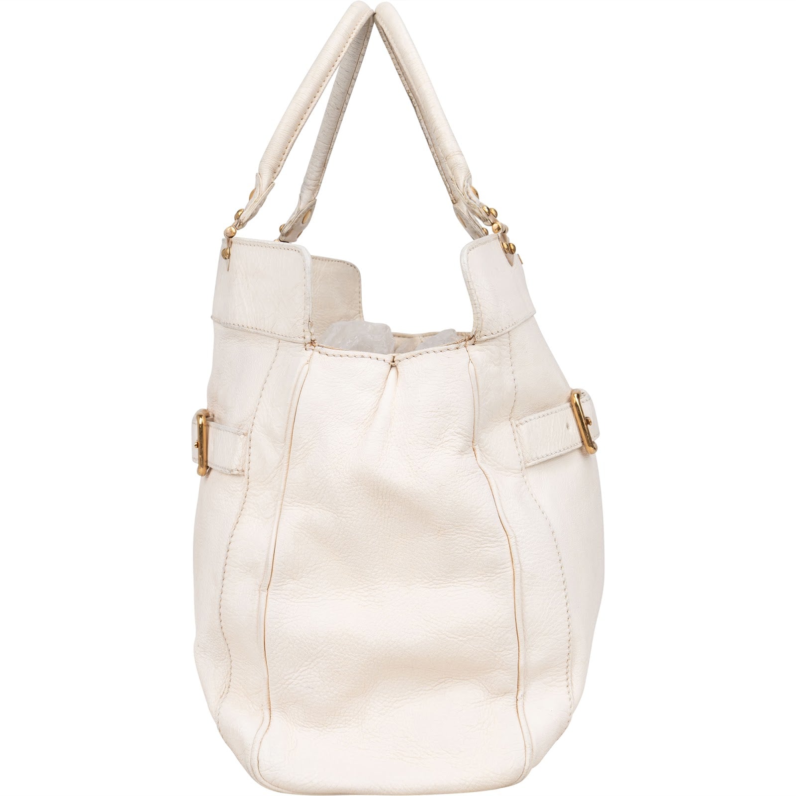 Miu Miu Blancoi Vitello Daino Satchel Handbag - vintageandkickz