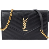 Saint Laurent Grain De Poudre Monogram Wallet On Chain Crossbody Bag