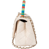 Chanel Quilted Leather Coco Rainbow Top Handle Flap Handbag