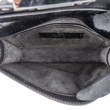 Valentino Garavani Black Line Crinkled Shine Leather Rockstud Flap Crossbody Bag