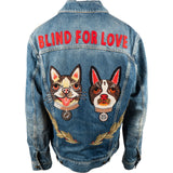 Gucci Blue Blind For Love Embroidered Dog Patch Denim Jacket (IT50)