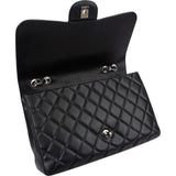 Chanel Quilted Caviar Leather Palladium Jumbo Single Flap Crossbody Bag