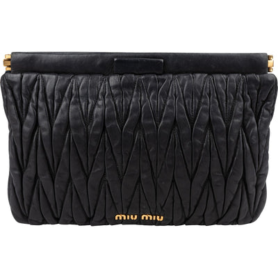 Miu Miu Black Matelassé Nappa Leather Clutch