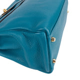 Hermès Bleu Izmir Clemence Leather Kelly 32 Handbag