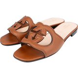 Gucci Brown Leather Interlocking G Slide Sandals (36,5)