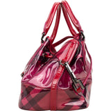 Burberry Red Transparent Vinyl Mega Check Drawstring Shoulder Handbag