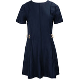 Gucci Navy Cotton A-Line D-Rings Short Sleeve Dress (IT42)
