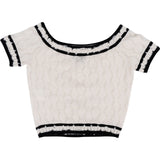 Chanel Bicolor Strickware Knit Distressed Look Crop Top (FR 34 / DE 32)