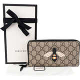Gucci Monogram GG Supreme Canvas Bee Zip Around Wallet