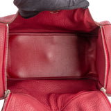 Hermès Clemence Leather Palladium Lindy 34 Rubis Handbag