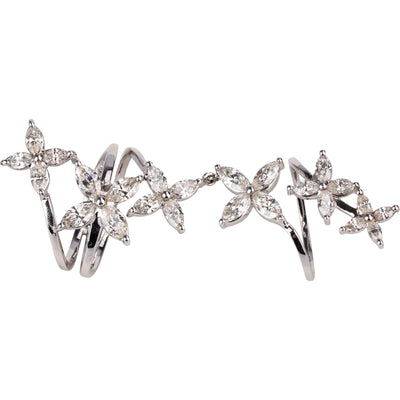 Handcrafted Marquise 2,76 Carat Stacking Diamond Flower 750 Whitegold Ring (#55) - vintageandkickz