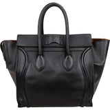 Céline Smooth Black Leather Luggage Handbag