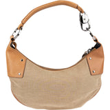 Gucci Canvas Leather Half Moon Woven Handle Shoulder Bag