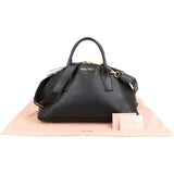 Miu Miu Black Madras Leather Dome Satchel Handbag