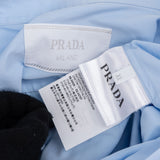 Prada 2024 Light Blue Cotton Triangle Emblem Poplin Longsleeve Shirt (XL)