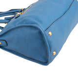 Prada Blue Leather Vitello Daino Satchel Handbag