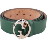 Gucci Green Leather Interlocking G Buckle Belt