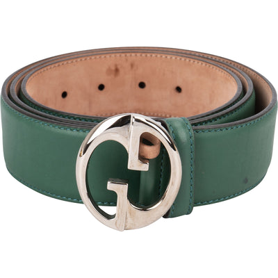 Gucci Green Leather Interlocking G Buckle Belt