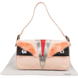 Fendi Tricolor Leather Fur Monster Baguette Shoulder Bag