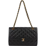 Chanel Quilted Lambskin Bicolor Double Flap Shoulder Bag