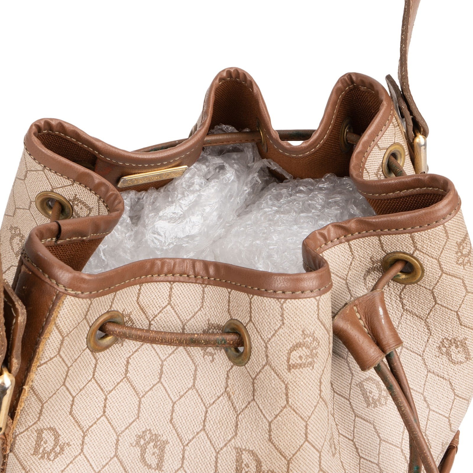 [🔄️B20 / F42] Christian Dior Honeycomb Canvas Bucket Shoulder Bag - vintageandkickz