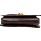 Gucci Brown Lambskin Vintage Circle GG Single Flap Shoulder Bag