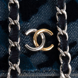 Chanel Denim Velvet Graffiti Wallet On Chain Crossbody Bag