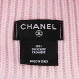 Chanel Pink Cashmere CC Emblem Ribbed Beanie