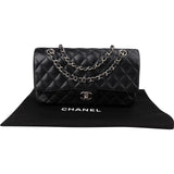 Chanel Quilted Caviar Leather Palladium Medium Double Flap Shoulder Bag