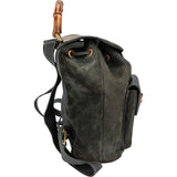 Gucci Green Suede Bamboo Backpack