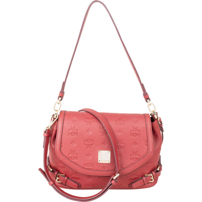 MCM Visetos Monogram Embossed Leather Patricia Saddle Shoulder Crossbody Bag