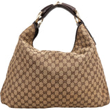 Gucci Monogram GG Canvas Large Horsebit Hobo Shoulder Bag