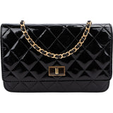 Chanel Quilted Patent Leather 2.55 Wallet On Chain Crossbody Bag