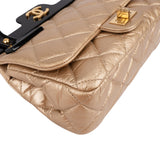 Chanel Quilted Metallic Leather Clip Bar CC Single Flap Crossbody Bag