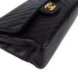 Chanel Quilted Lambskin Chevron Medium 24K Gold Double Flap Shoulder Bag