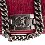 Chanel Quilted Velvet Small Boy Single Flap Crossbody Bag