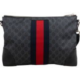 Gucci Monogram GG Black Supreme Web Messenger Crossbody Bag