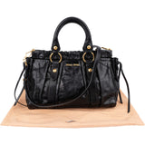 Miu Miu Vitello Lux Leather Gathered Tote Handbag
