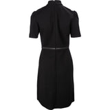 Gucci BlackCrepe Wool Silk Horsebit Belt Short Sleeve Turtle Neck Dress (L)
