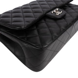 Chanel Quilted Lambskin Palladium Jumbo Double Flap Crossbody Bag