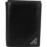 Prada Saffiano Corner Leather Small Vertical Bifold Wallet