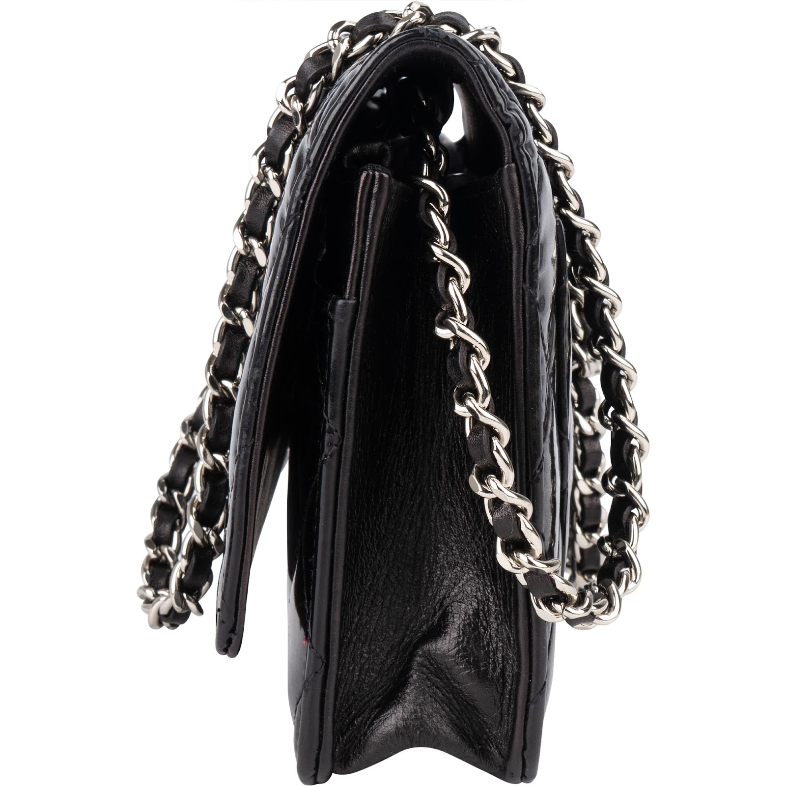 Chanel Quilted Patent Leather Wallet On Chain Crossbody Bag - vintageandkickz