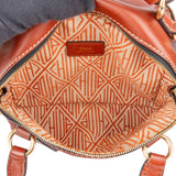 Chloé Brown Pebbled Calfskin Woven Handle Daria Small Crossbody Handbag