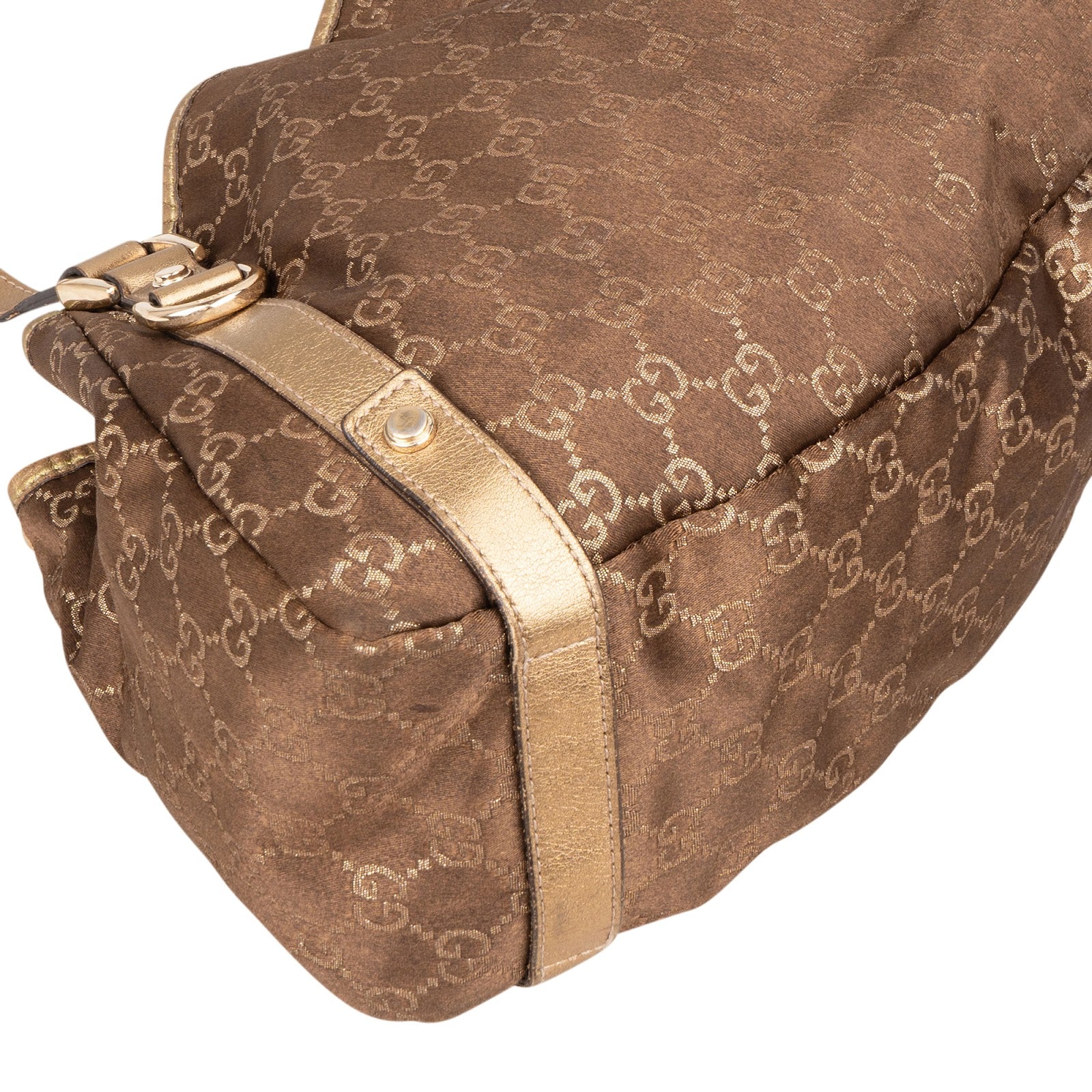 [🔄️B09 / F56] Gucci Monogram GG Metallic Gold Leather Abbey Hobo Shoulder Bag xx riecht - vintageandkickz