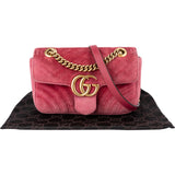 Gucci Matelassé Velvet GG Marmont Small Crossbody Bag