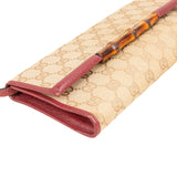 Gucci Monogram GG Canvas Bamboo Bar Clutch Crossbody Bag
