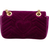 Gucci Velvet Matelassé GG Marmont Small Crossbody Bag