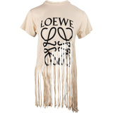 Loewe Cream Wool Anagram Emblem Fringed T-Shirt Top (S)
