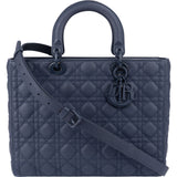 Christian Dior Matte Cannage Calfskin Large Lady Dior Handbag