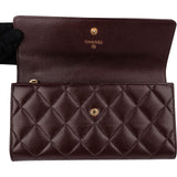 Chanel Quilted Maroon Caviar Leather Classic Flap Wallet